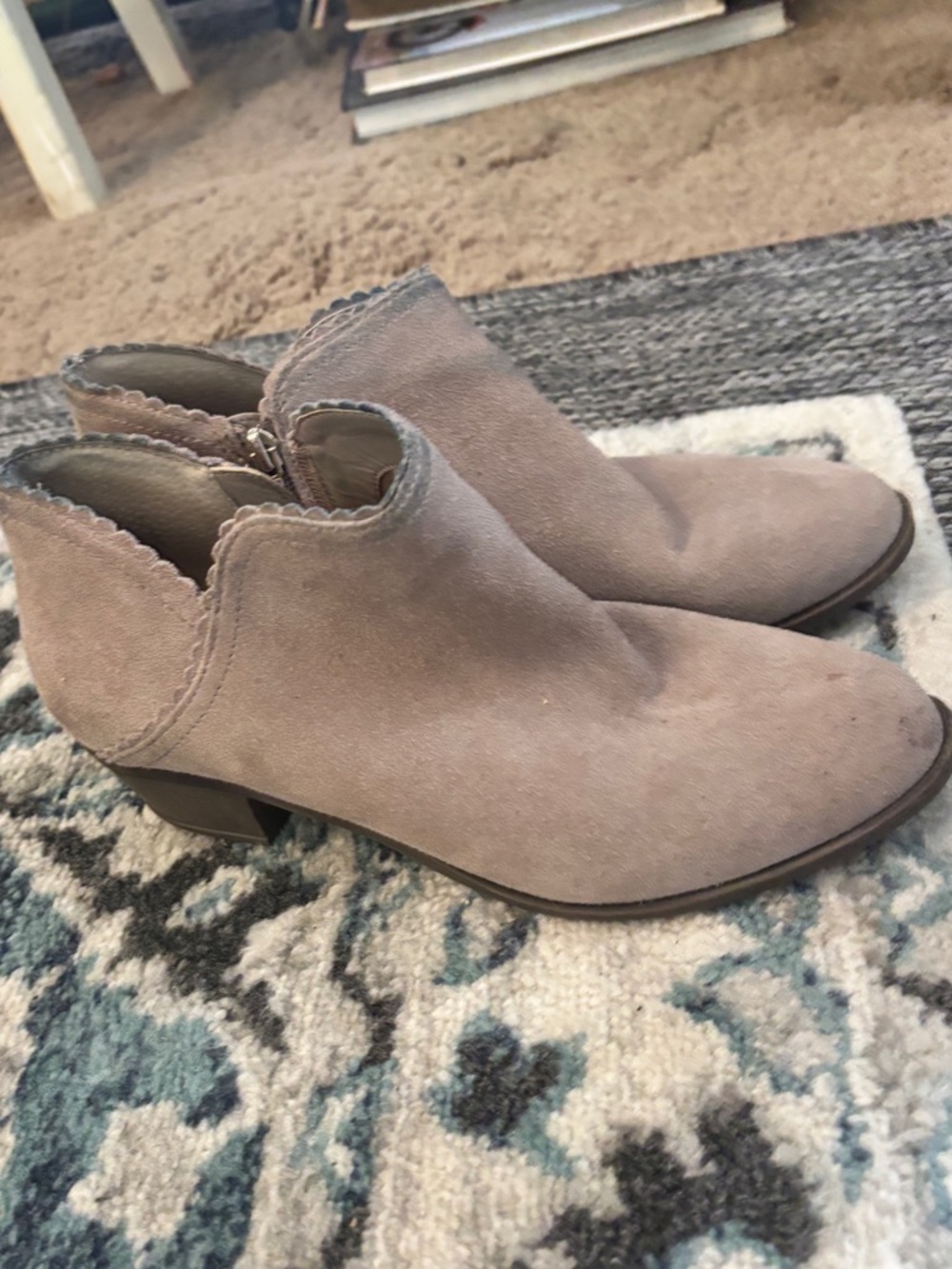 Crown & Ivy Taupe Suede Ankle Booties